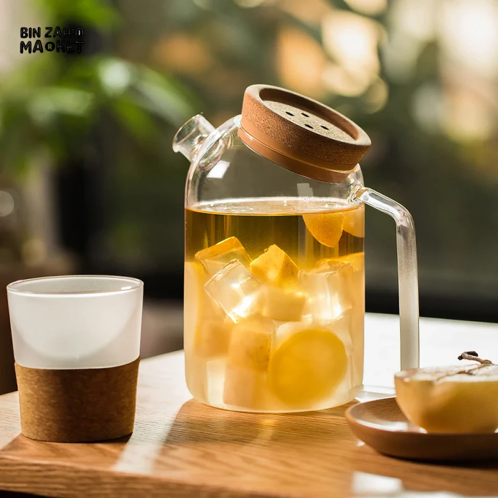 BEVERAGE DISPENSER COLD WATER JUICE JUG TEAPOT GLASS LEMONADE CONTAINER HEAT RESISTANT KITCHEN JUG - Image 7